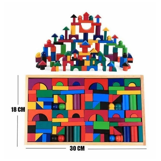 Bloques de Construcción Madera 112 Piezas Kit